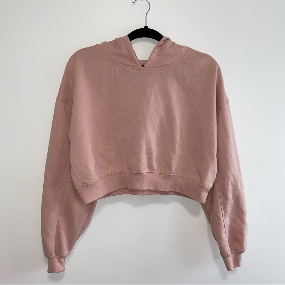 DUSTY PINK CROP HOODIE